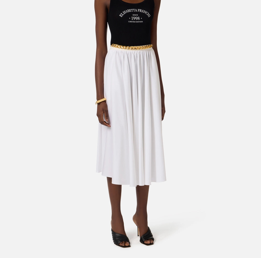 ELS-GO16061 WHITE COTTON CHAIN SKIRT