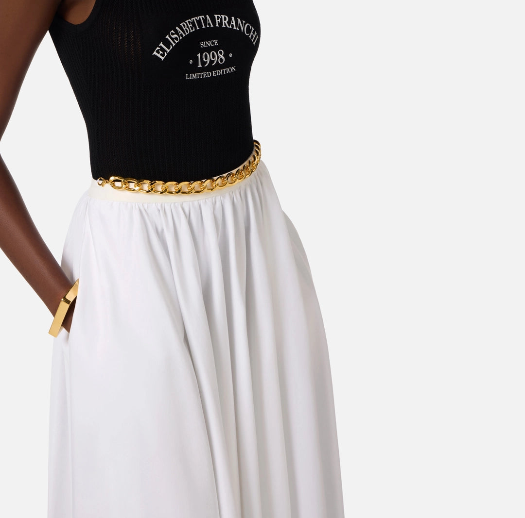 ELS-GO16061 WHITE COTTON CHAIN SKIRT