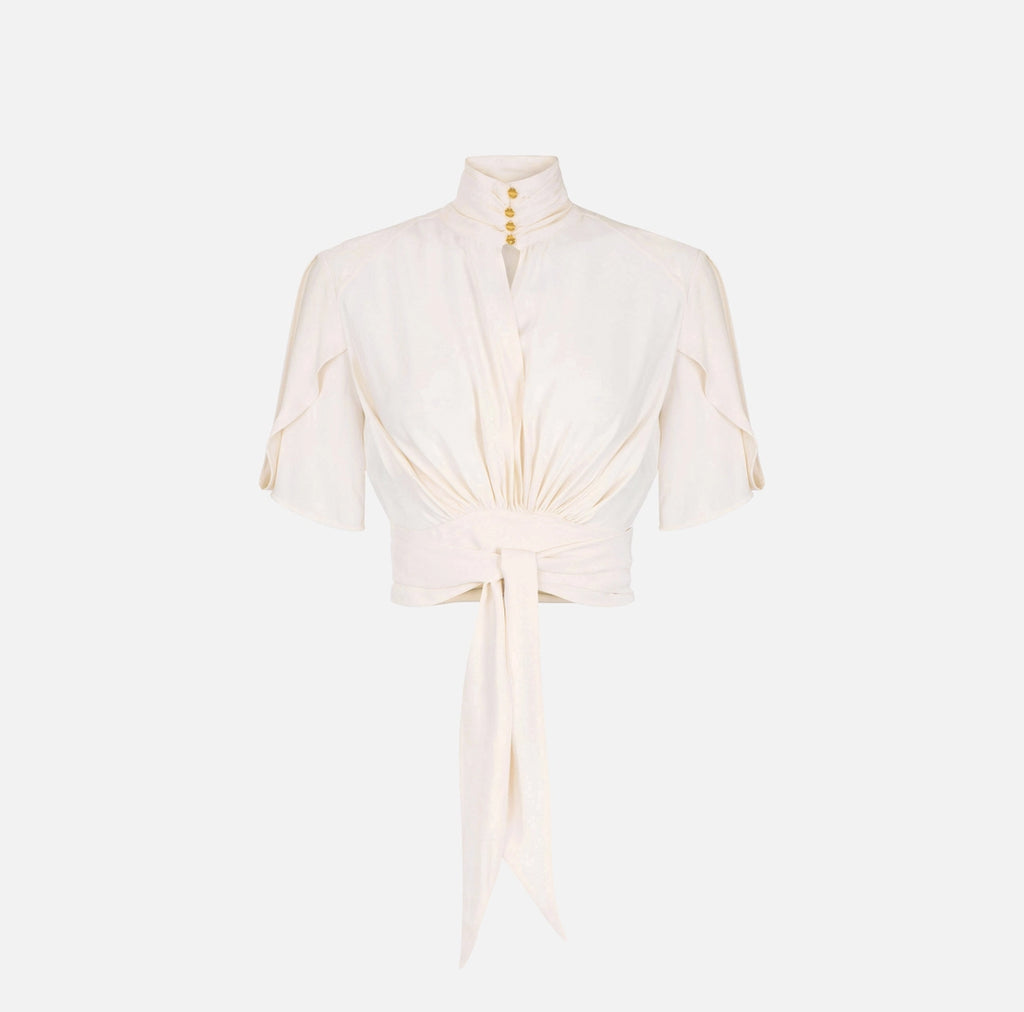 ELS-CA15862 CREAM BOWTIE BLOUSE