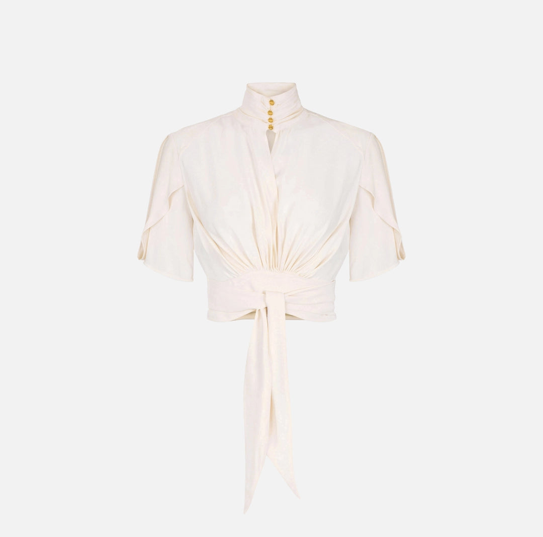 ELS-CA15862 CREAM BOWTIE BLOUSE