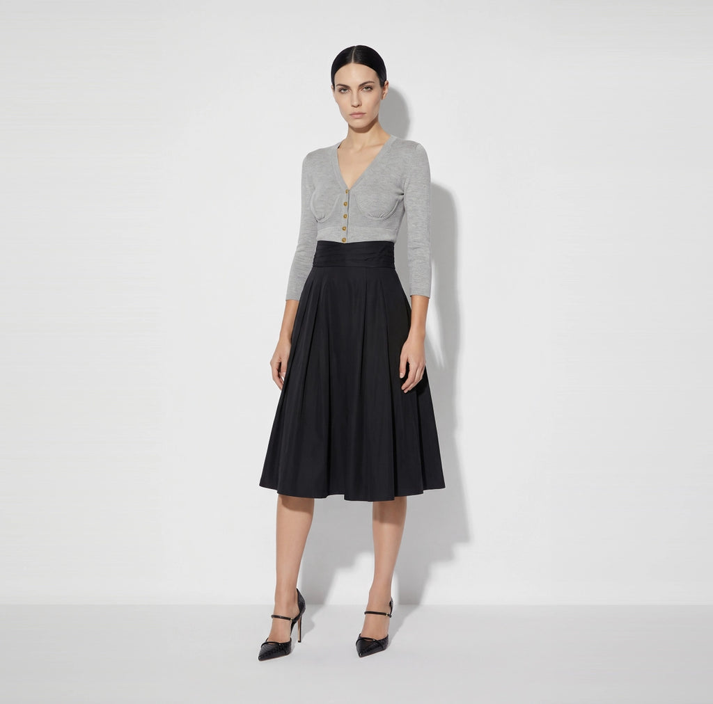 ELS-GO22767 BLACK TAFFETA VIOLE SKIRT