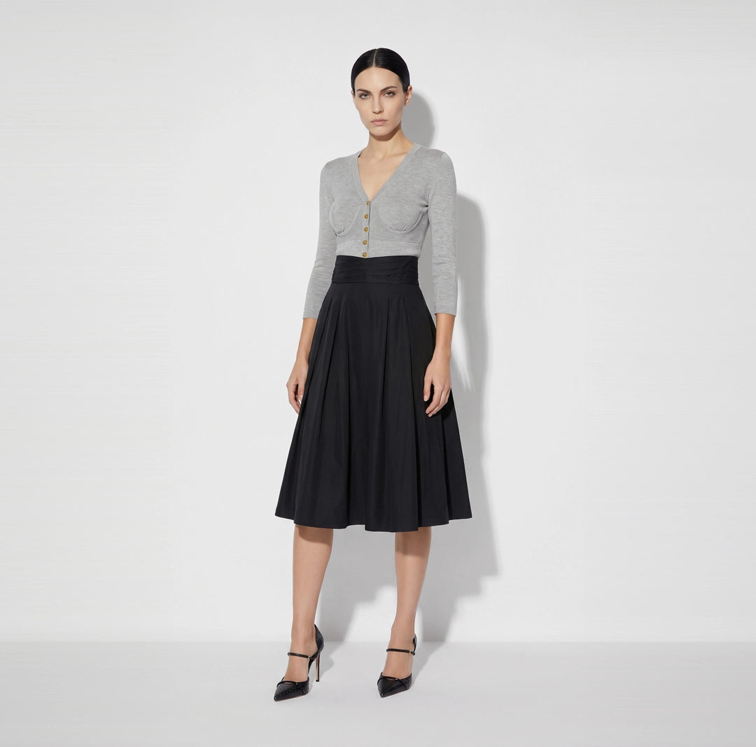 ELS-GO22767 BLACK TAFFETA VIOLE SKIRT