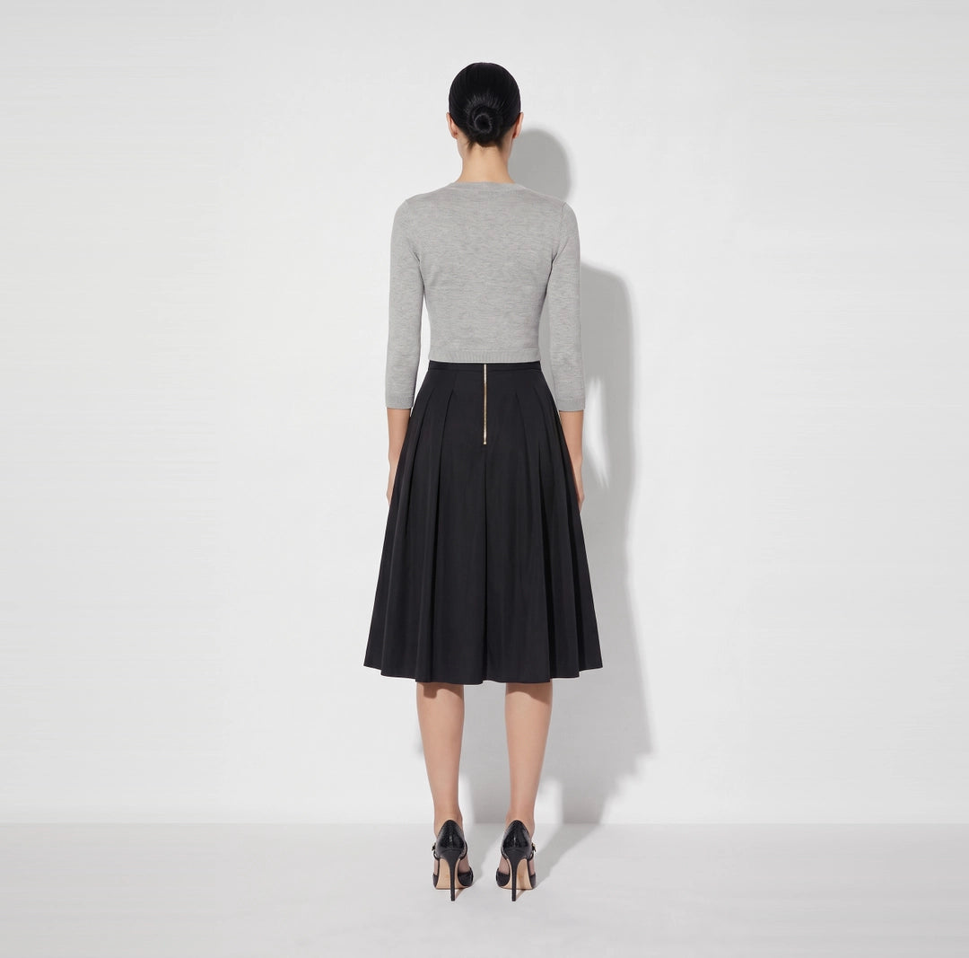 ELS-GO22767 BLACK TAFFETA VIOLE SKIRT