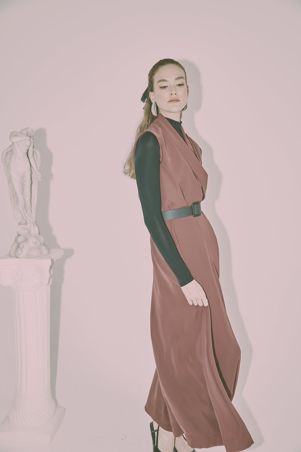 NOIR-H4049 PURPLE CROSSOVER DRESS