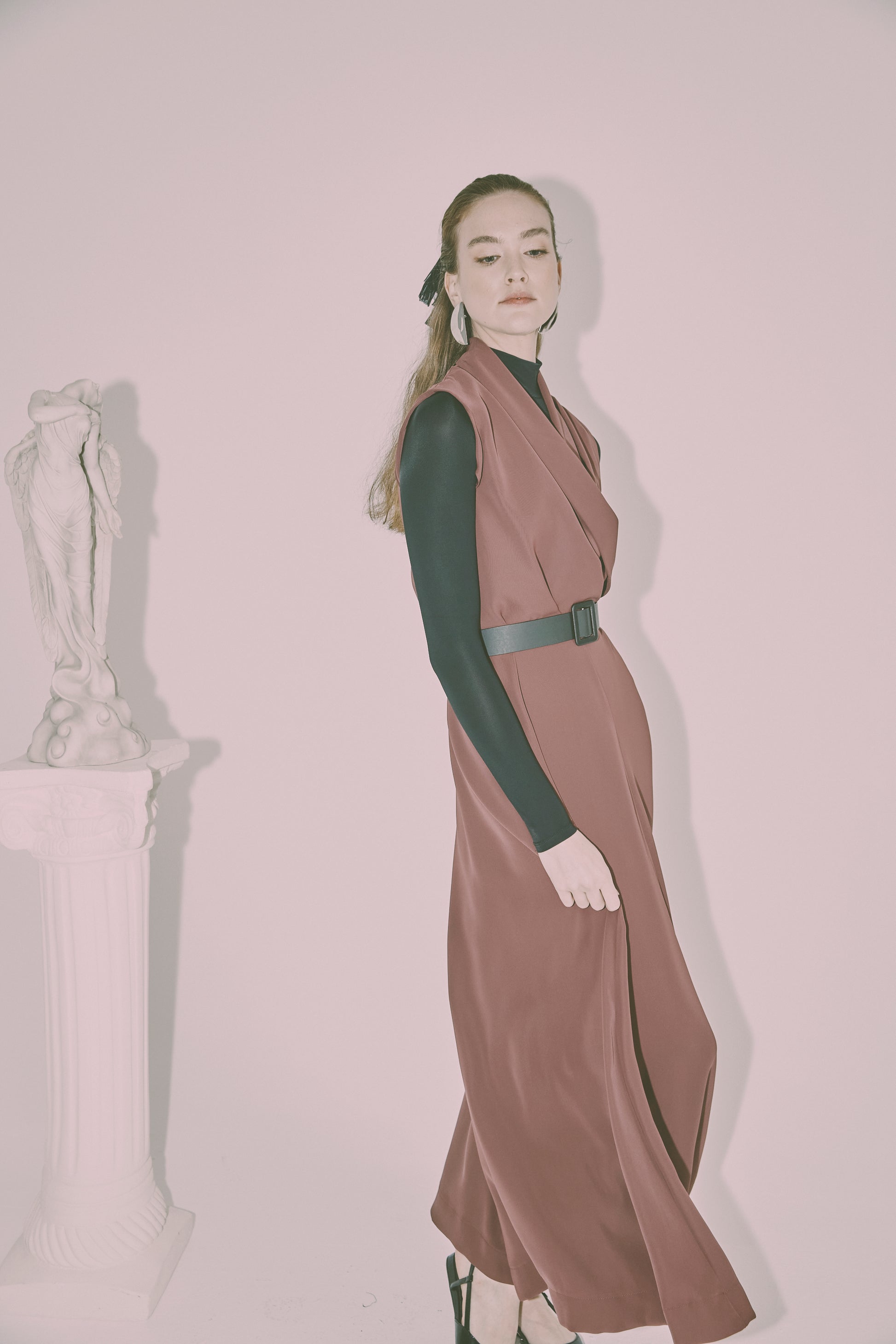 NOIR-H4049 PURPLE CROSSOVER DRESS