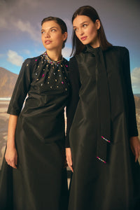 NOI-H4055 BLACK NECKTIE SLEEVELESS DRESS