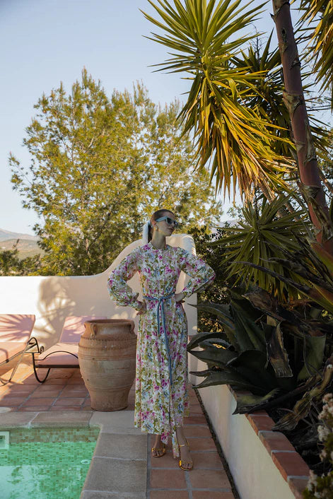 NOI-H4082 FLORAL PRINT TIE DRESS