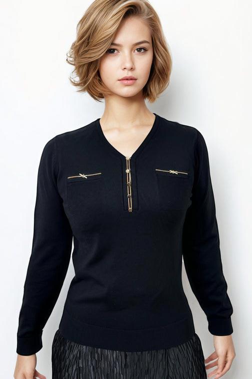 NCY-H5812 BLACK KNIT TOP
