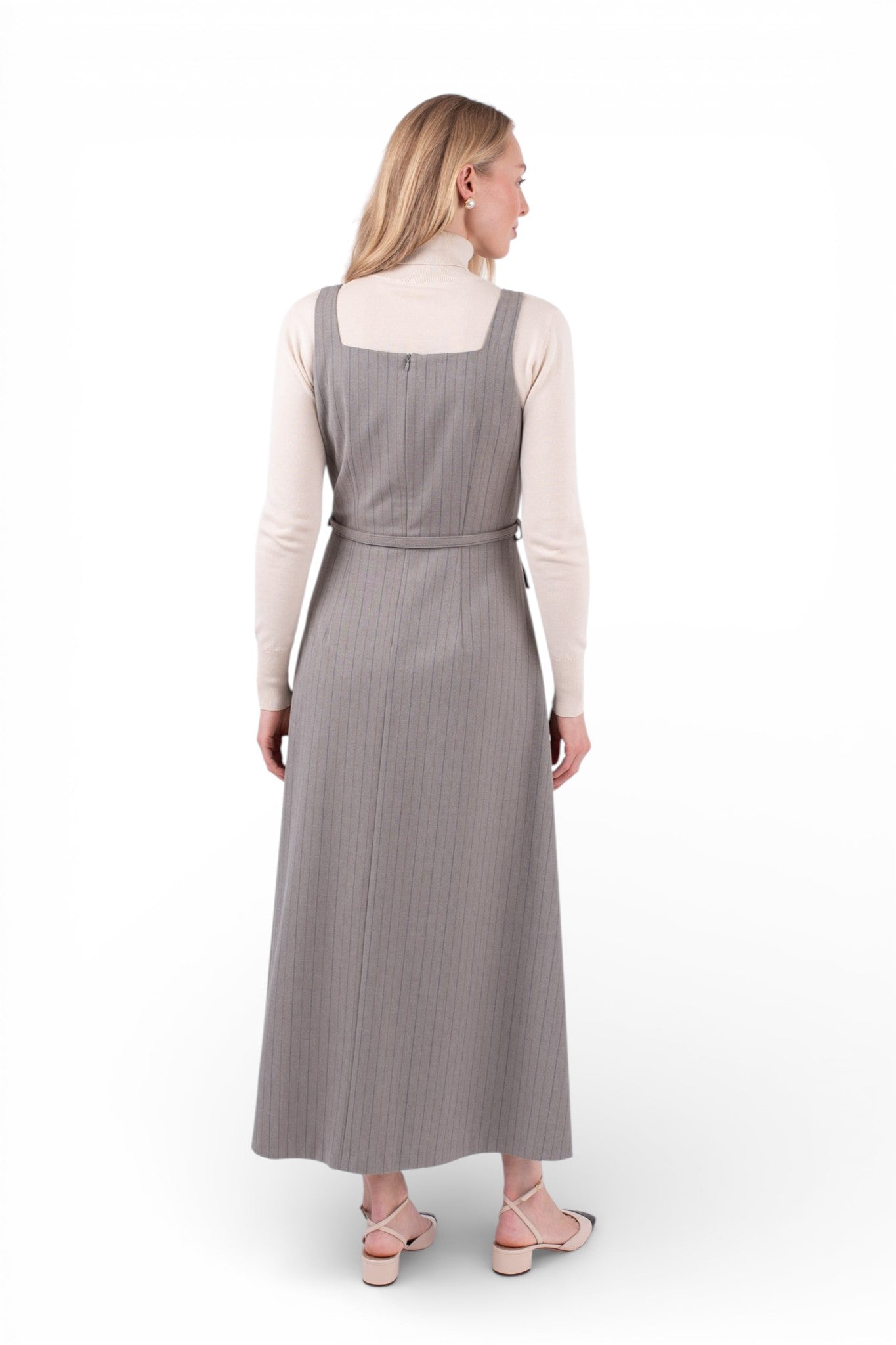 MUN-MNA7014 GREIGE STRIPE ODETTE DRESS