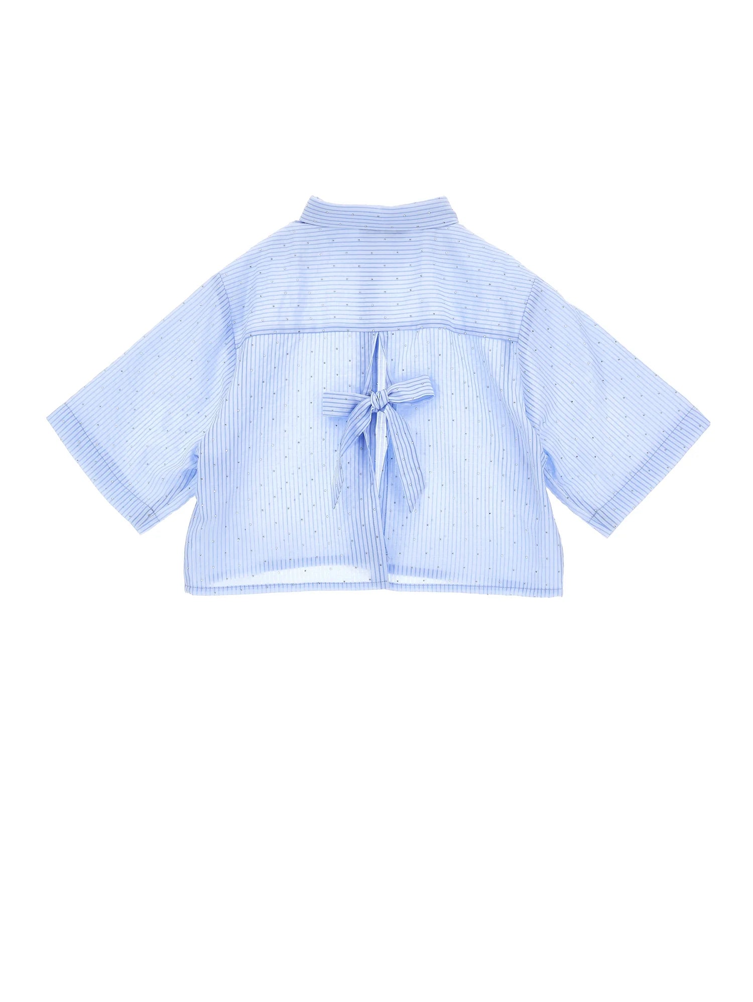 PHK-I1G313 BLUE STRIPED STONES BLOUSE