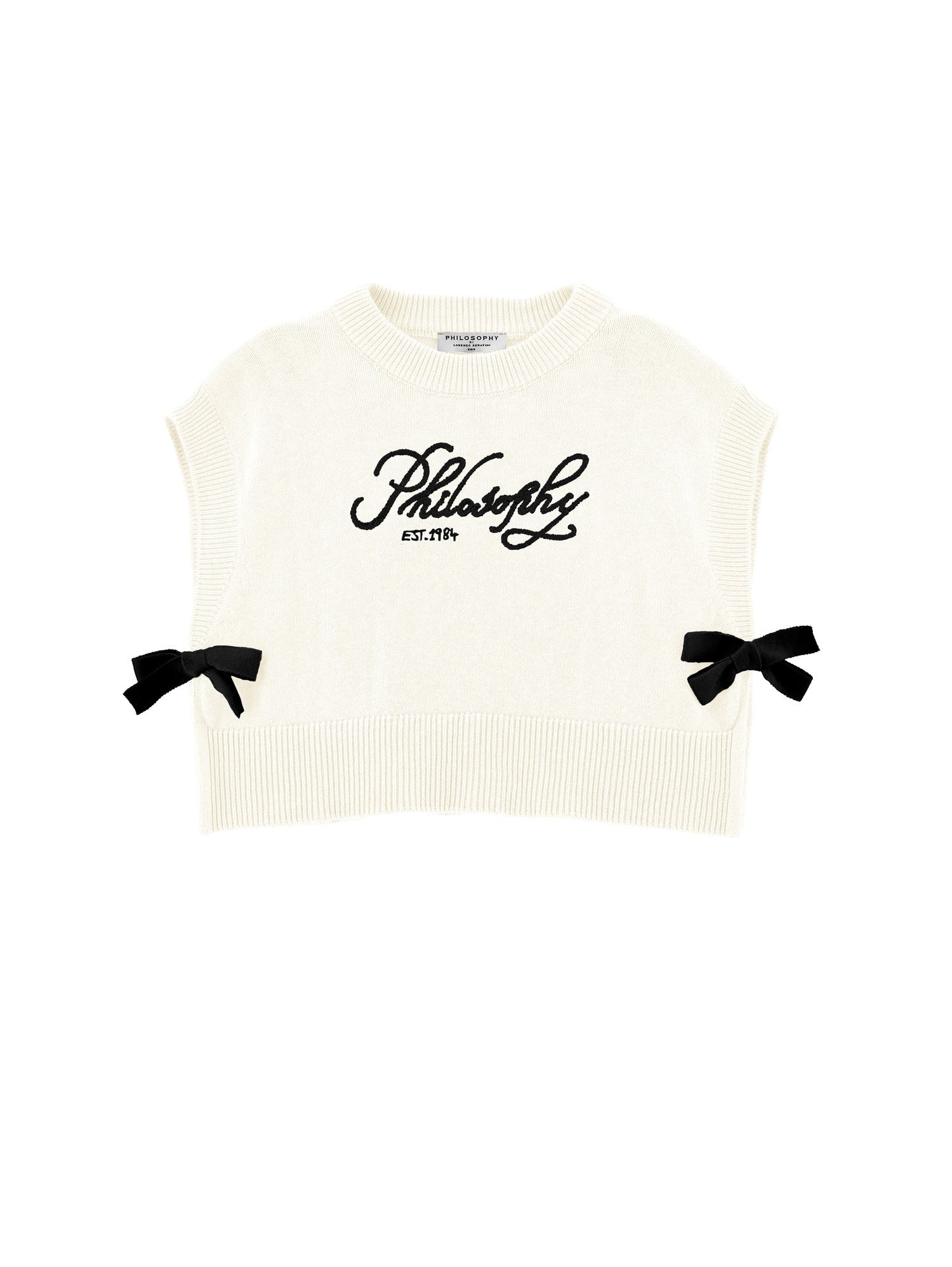 PHK-I9E308 WHITE KNIT LOGO TOP