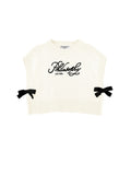 PHK-I9E308 WHITE KNIT LOGO TOP