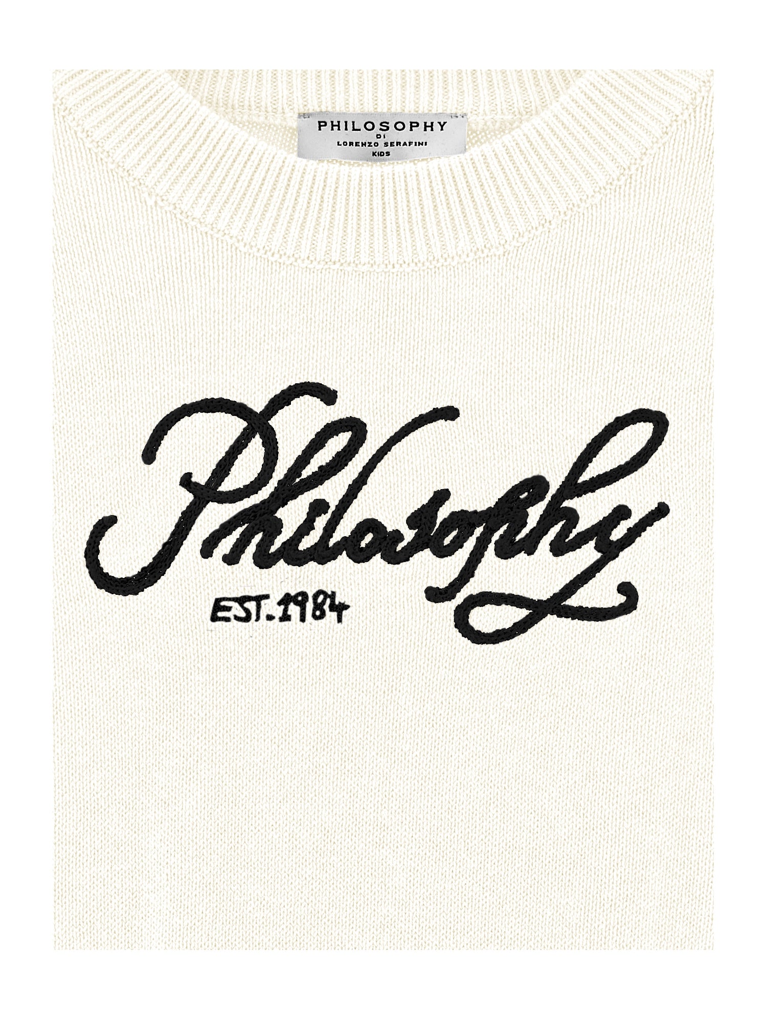 PHK-I9E308 WHITE KNIT LOGO TOP