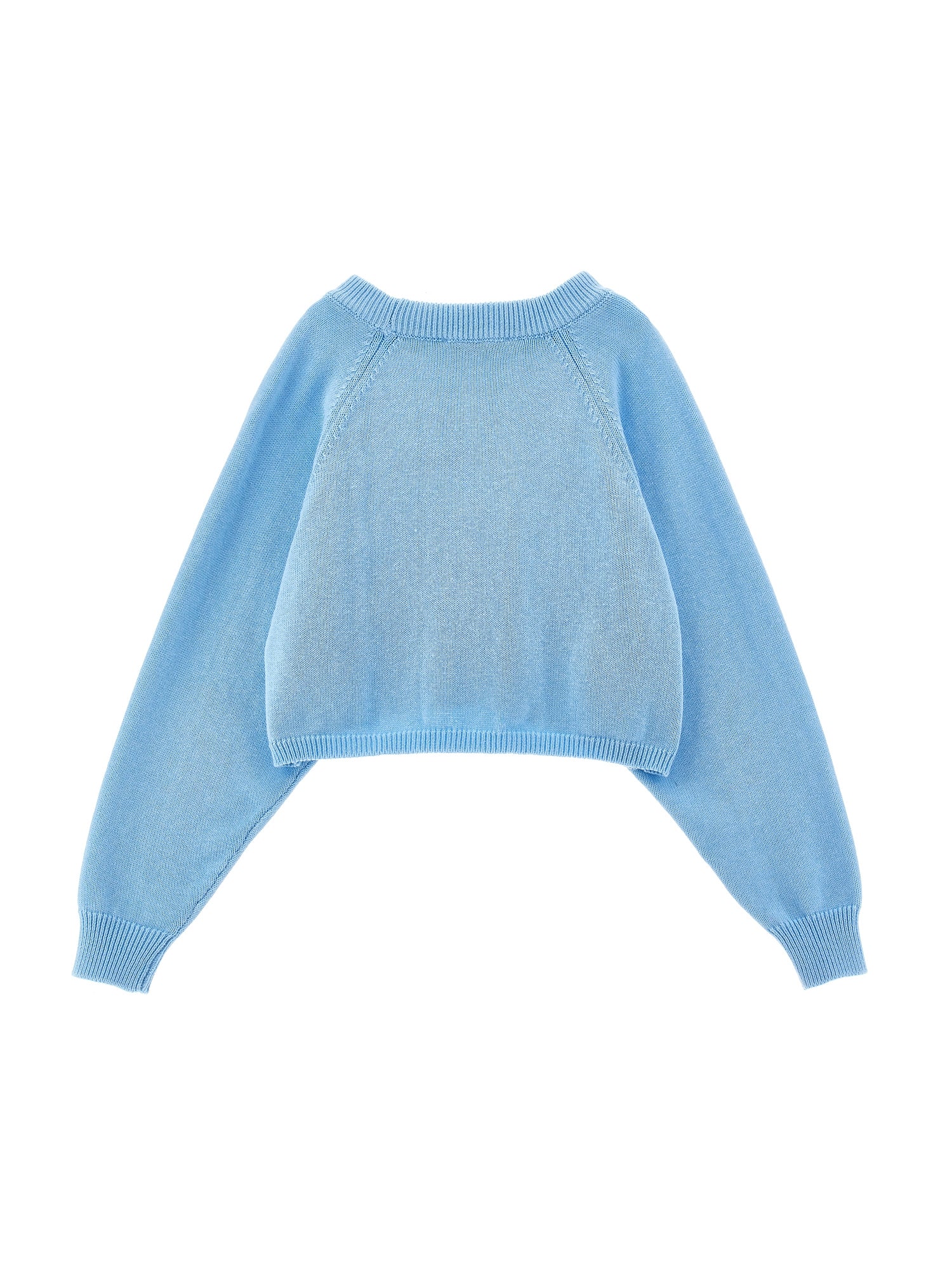 PHK-I9E614 LIGHT BLUE KNIT LETTERING TOP
