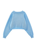 PHK-I9E614 LIGHT BLUE KNIT LETTERING TOP