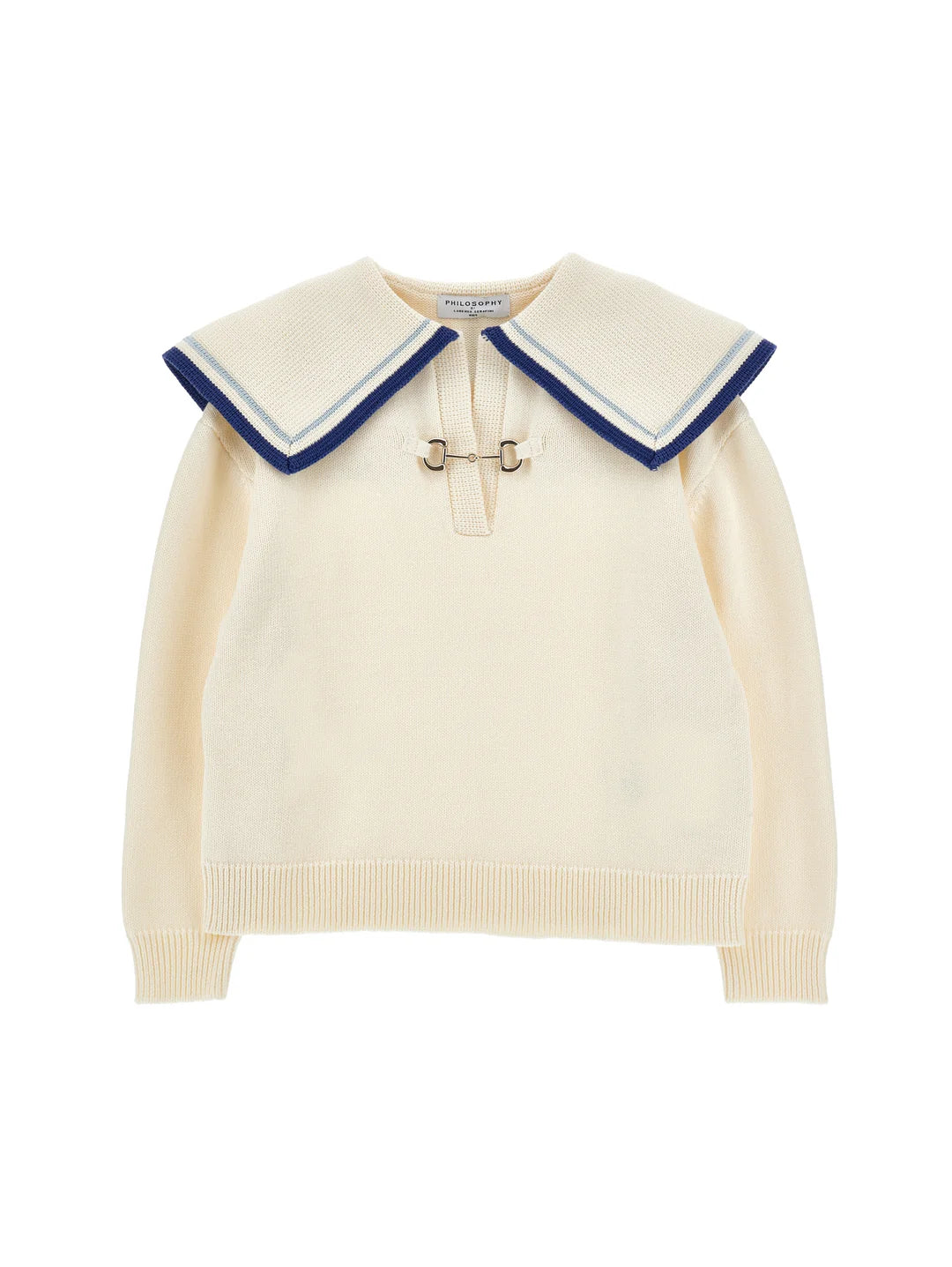 PHK-I9G607 CREAM BUCKLE COLLAR TOP