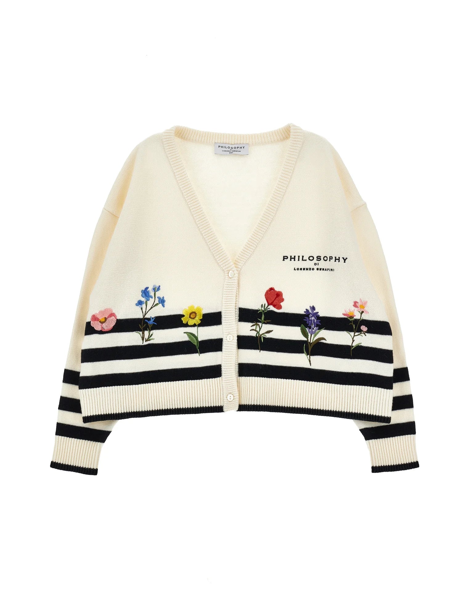 PHK-I9G802 CREAM STRIPE FLORAL CARDIGAN
