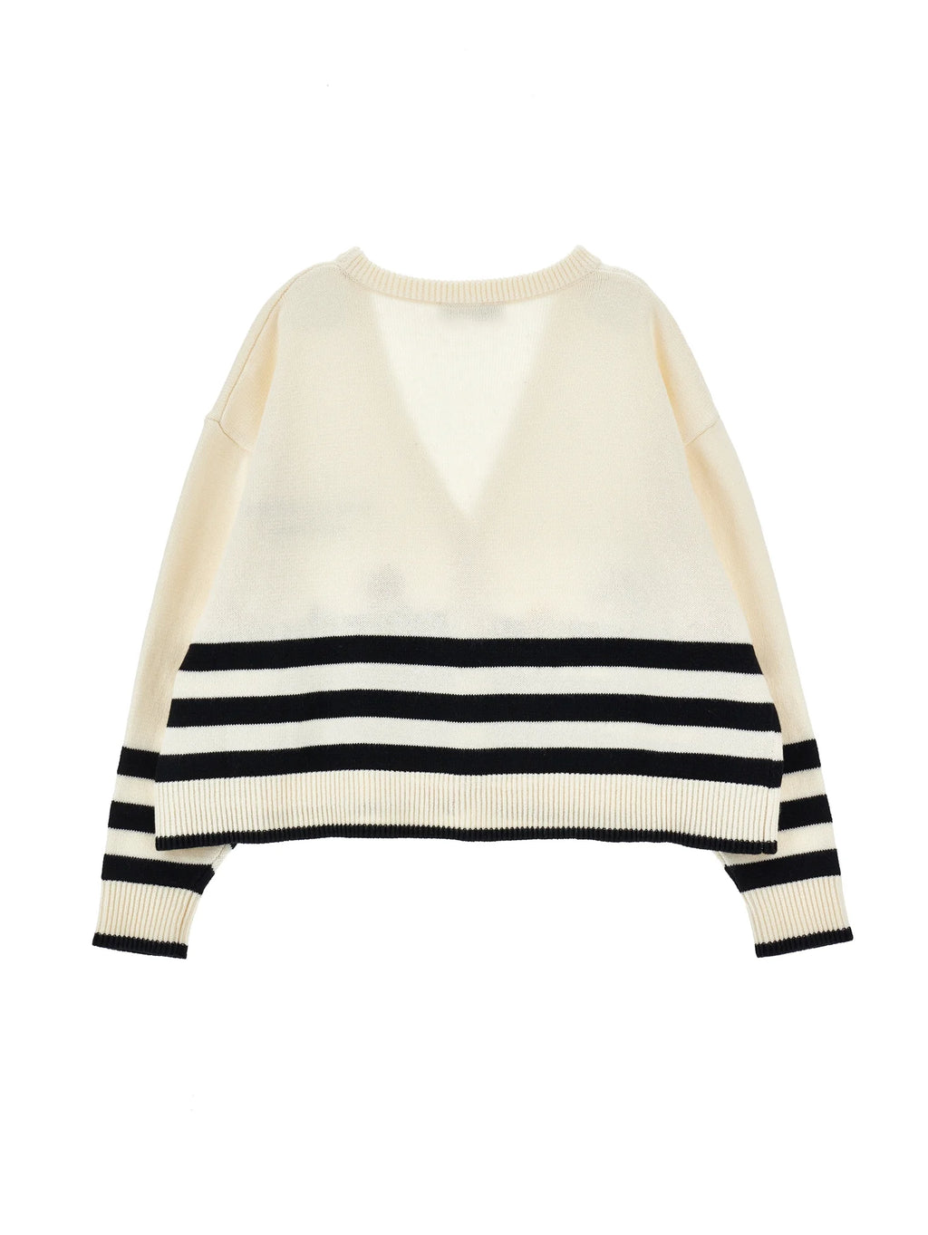 PHK-I9G802 CREAM STRIPE FLORAL CARDIGAN