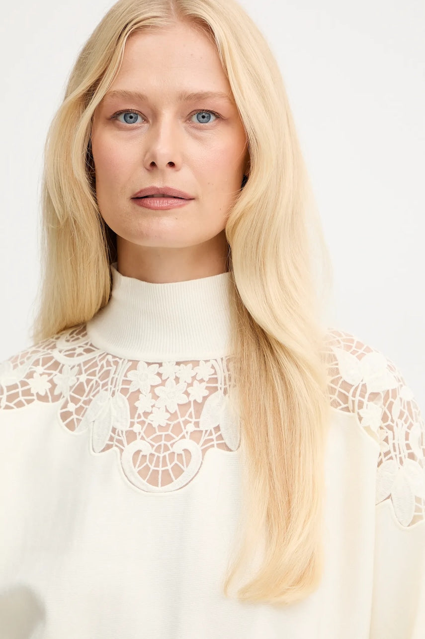 TWS-252TP3406 IVORY LACE KNIT TOP
