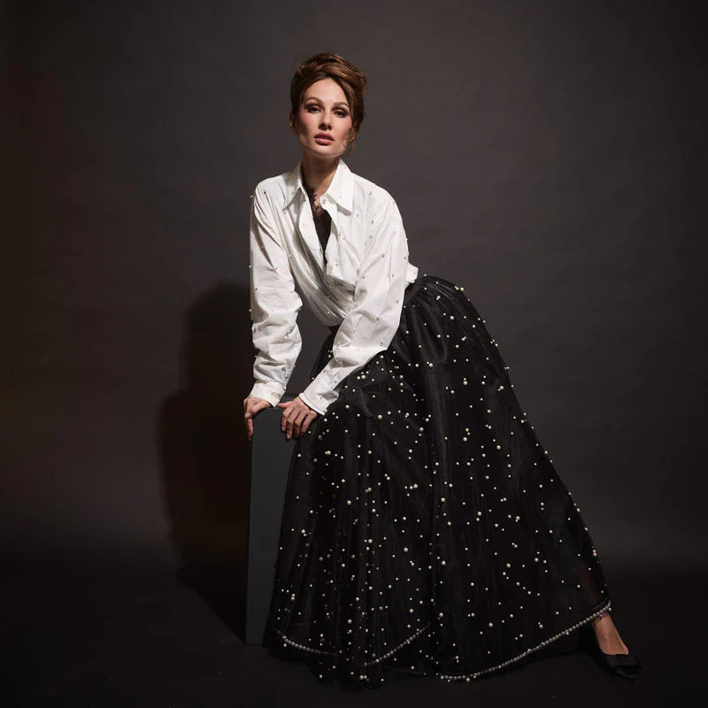 EDP-091103 BLACK PEARL TULLE SKIRT