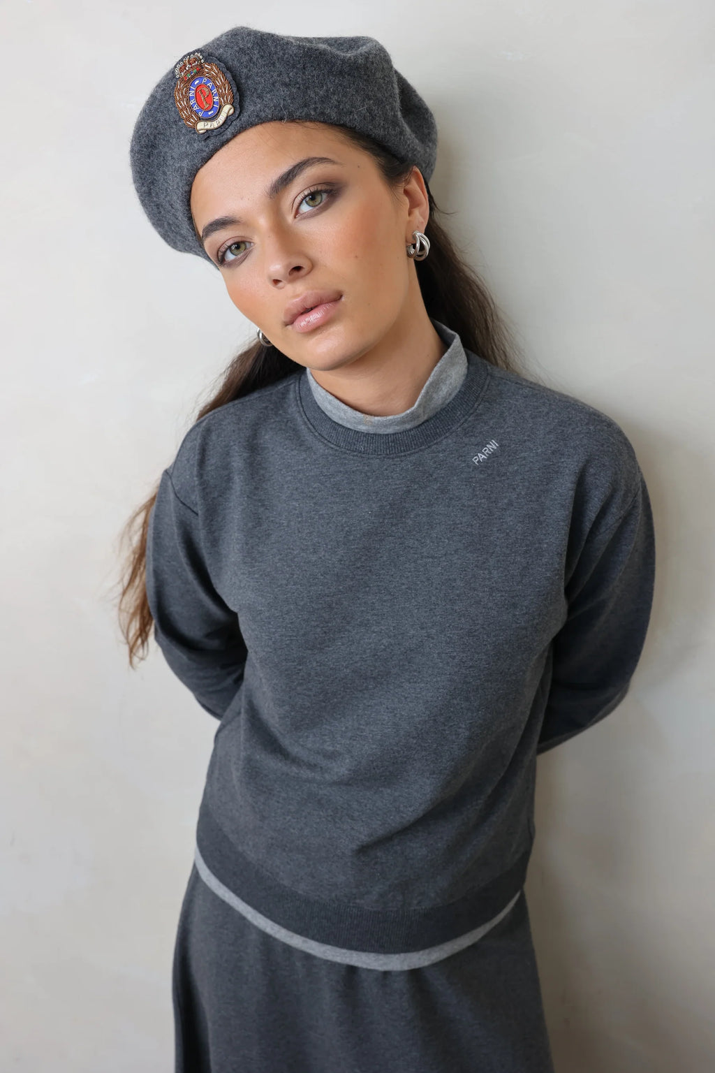 PAR-T474 GREY MOCK NECK SWEATSHIRT