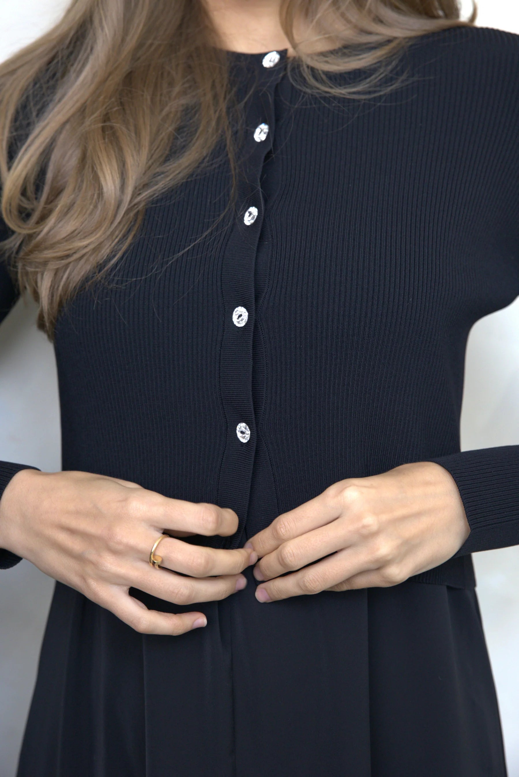PAR-T480 NAVY RHINESTONE CARDIGAN