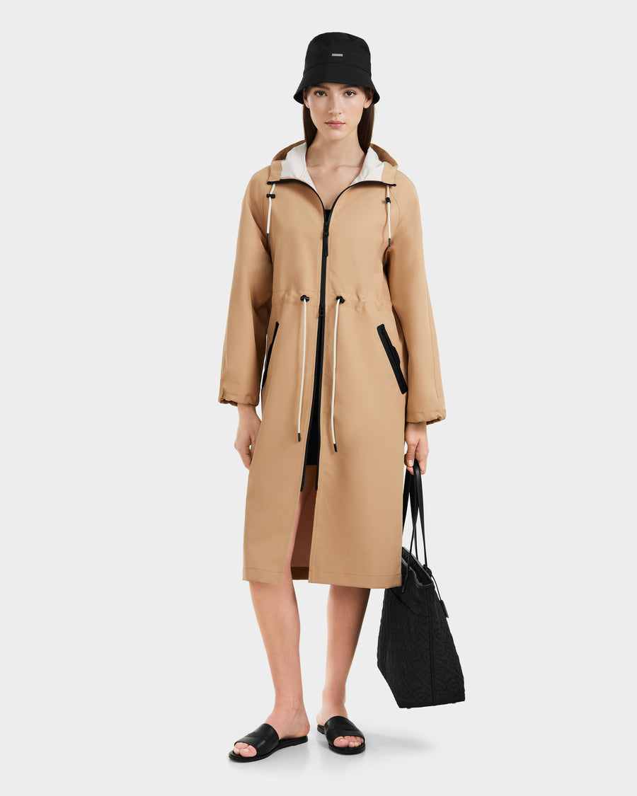 RUD-8125008 CARLA ALMOND LONG RAINCOAT