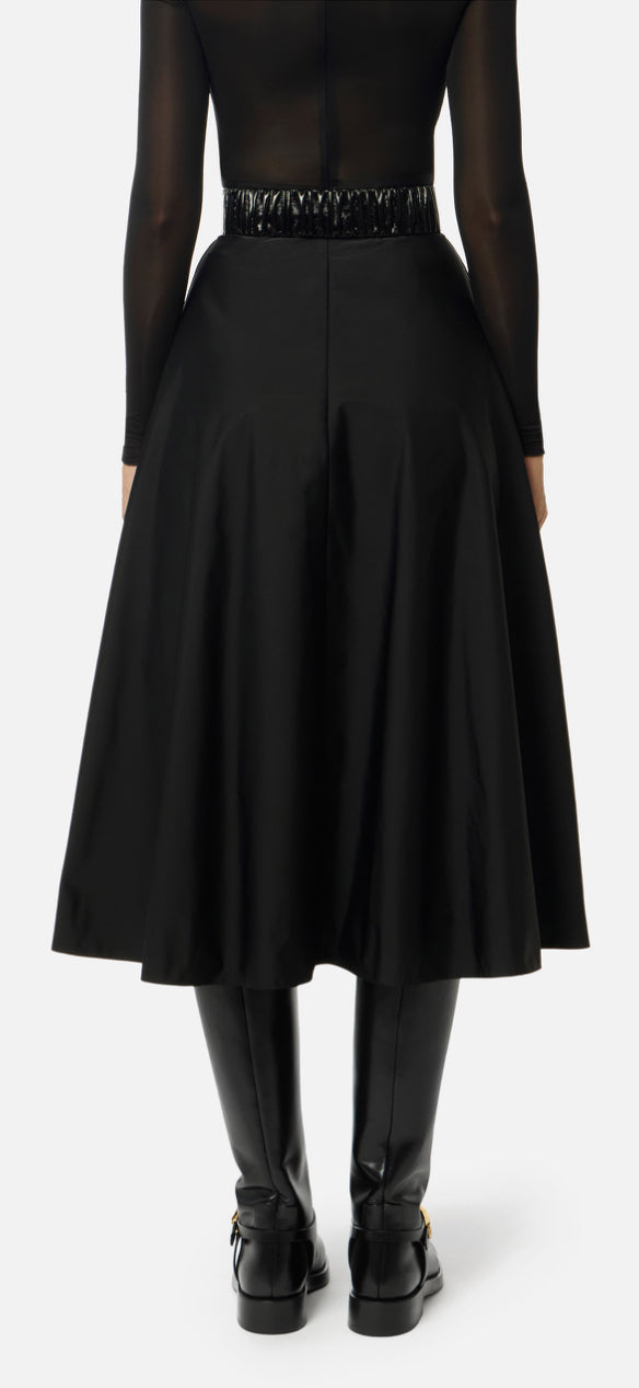 ELS-GO157 BLACK BELTED TAFFETA SKIRT