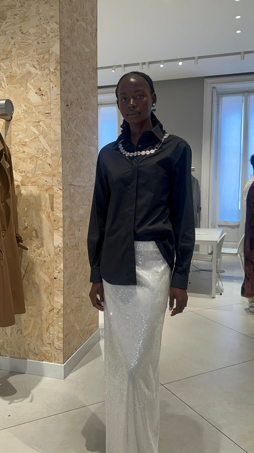 MSC-V0217 BLACK CHAIN DESIGN BLOUSE