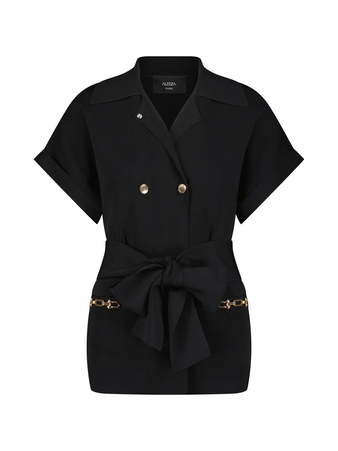 ALZ-J231 BLACK LONG JACKET TOP