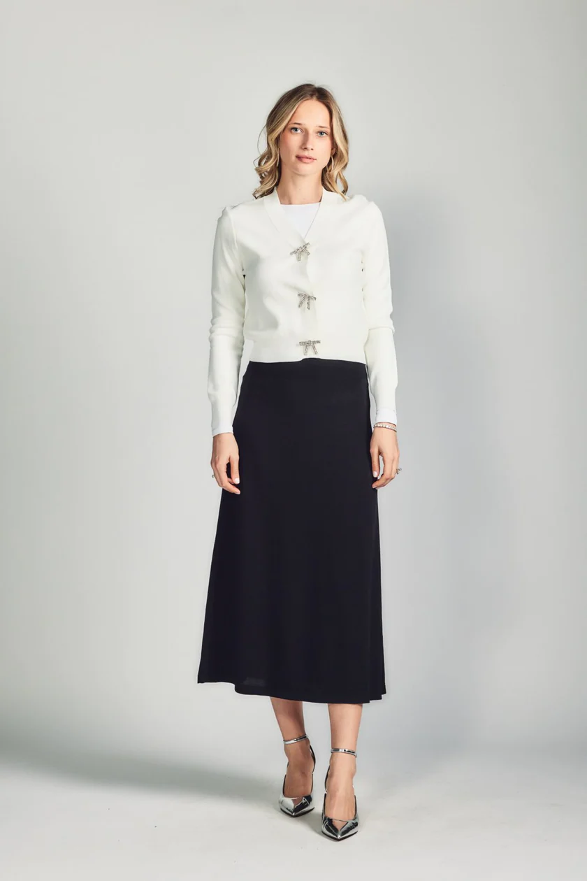 Rhinestone cardigan in black or white