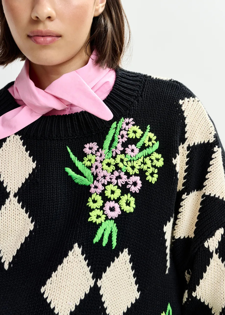 ESA-JACTORI BLACK&MULTI FLOWER TOP