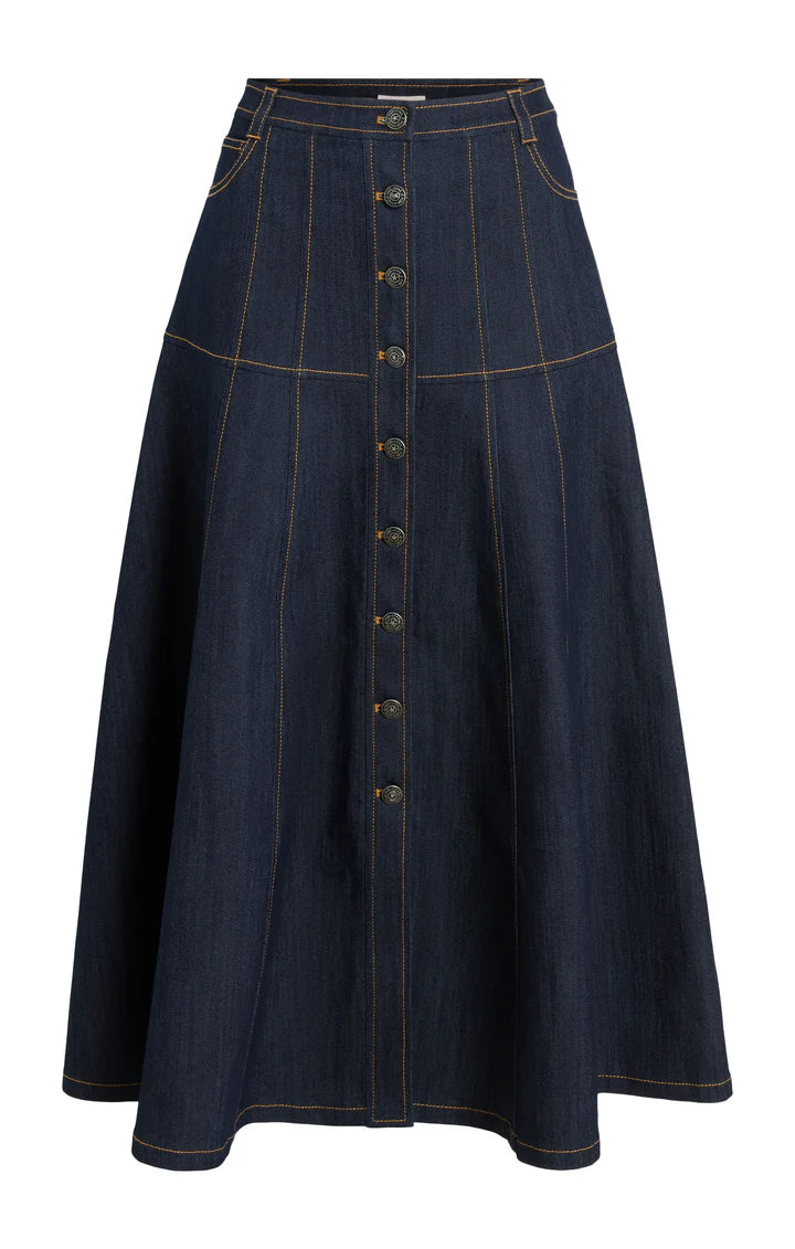 CQS-ZS333150Z BLUE DENIM BUTTON DOWN SKIRT