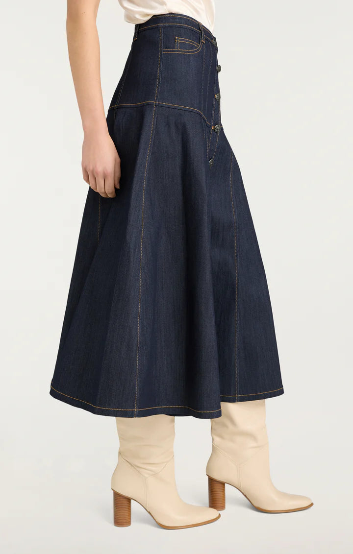 CQS-ZS333150Z BLUE DENIM BUTTON DOWN SKIRT