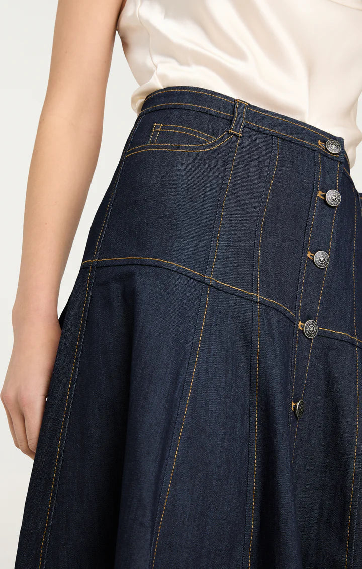 CQS-ZS333150Z BLUE DENIM BUTTON DOWN SKIRT