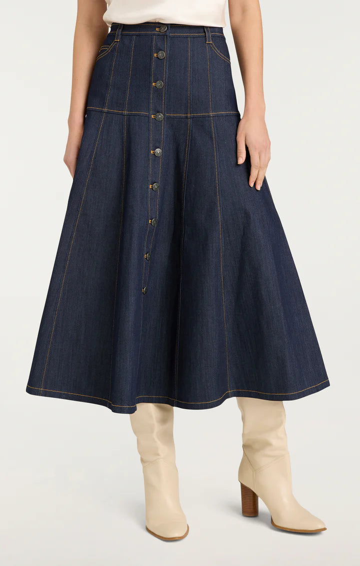 CQS-ZS333150Z BLUE DENIM BUTTON DOWN SKIRT