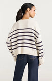 CQS-ZK10449152Z IVORY&NAVY STRIPED CARDIGAN