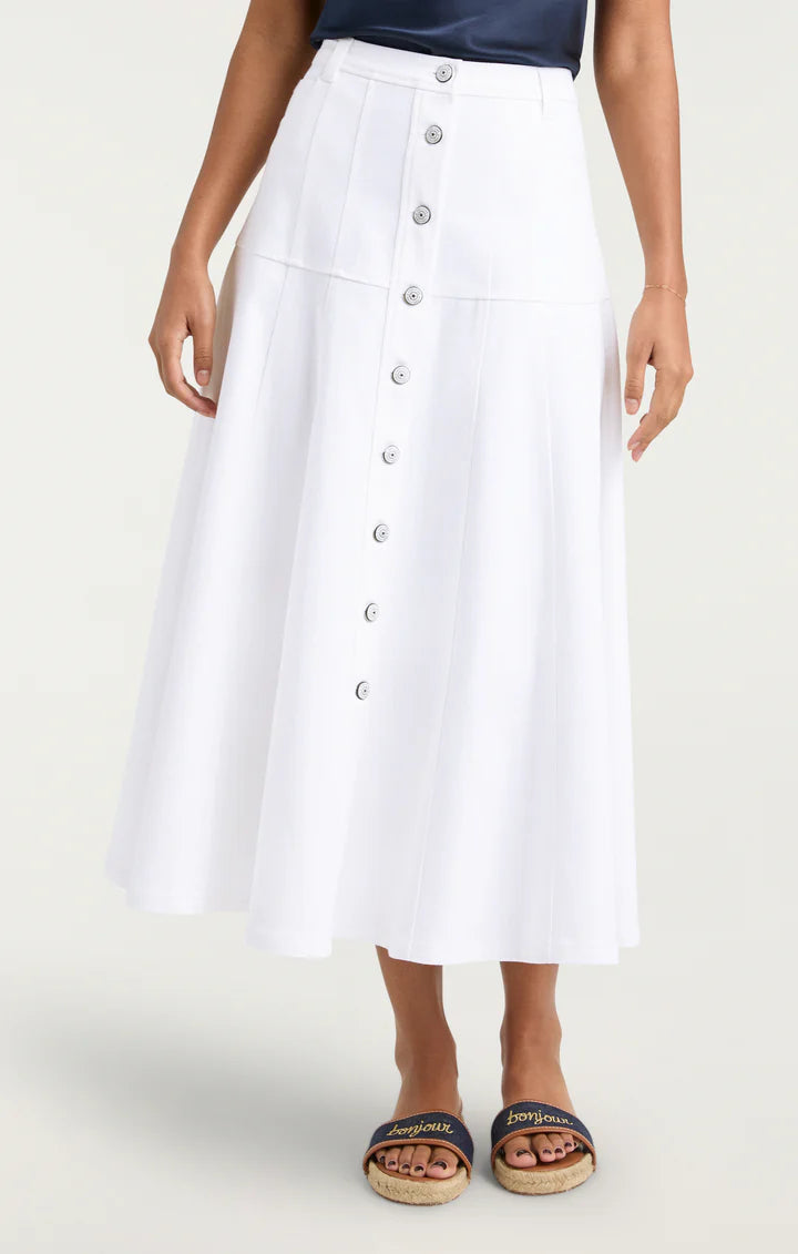 CQS-ZS3331502Z WHITE DENIM BUTTON DOWN SKIRT