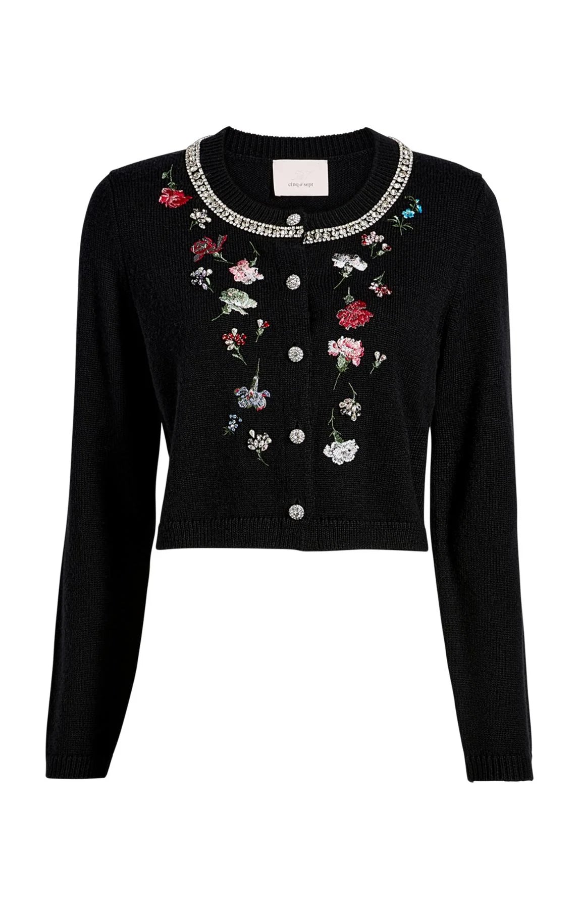 CQS-ZK937D3978Z BLACK TUMBLING EMBROIDERED CARDIGA
