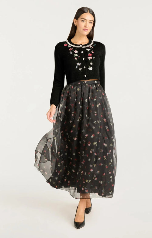 CQS-ZK937D3978Z BLACK TUMBLING EMBROIDERED CARDIGA