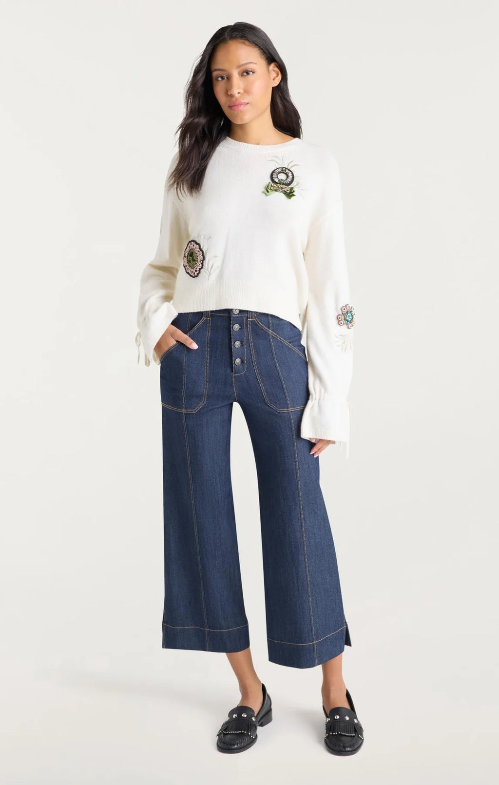 CQS-ZK11923181Z IVORY ROSE PATCH TOP