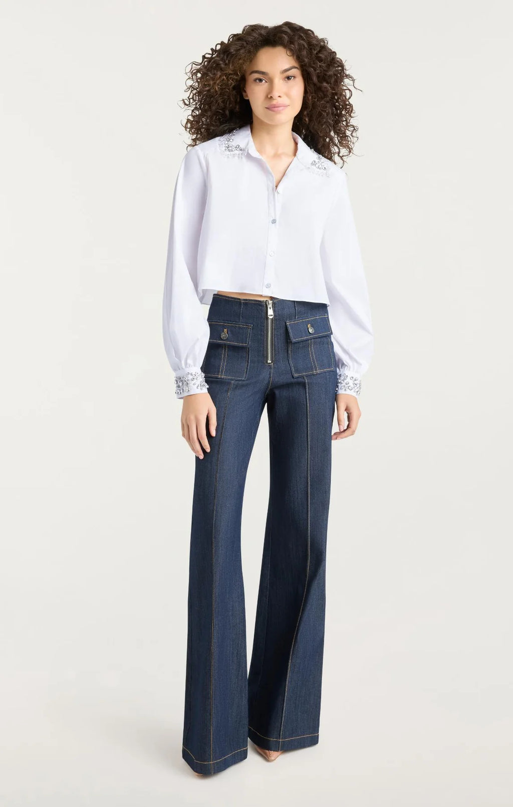 CQS-ZW22203044Z WHITE GEMSTONE SHIRT