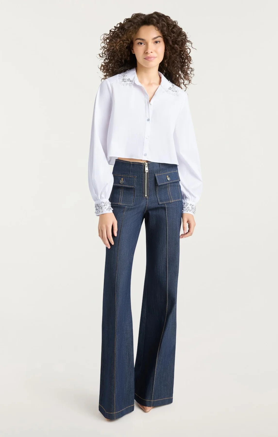 CQS-ZW22203044Z WHITE GEMSTONE SHIRT