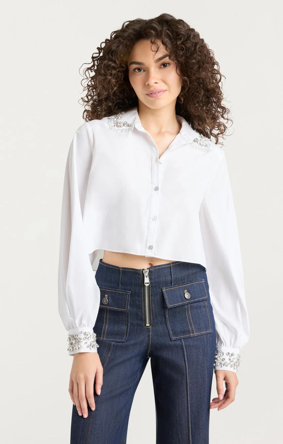 CQS-ZW22203044Z WHITE GEMSTONE SHIRT