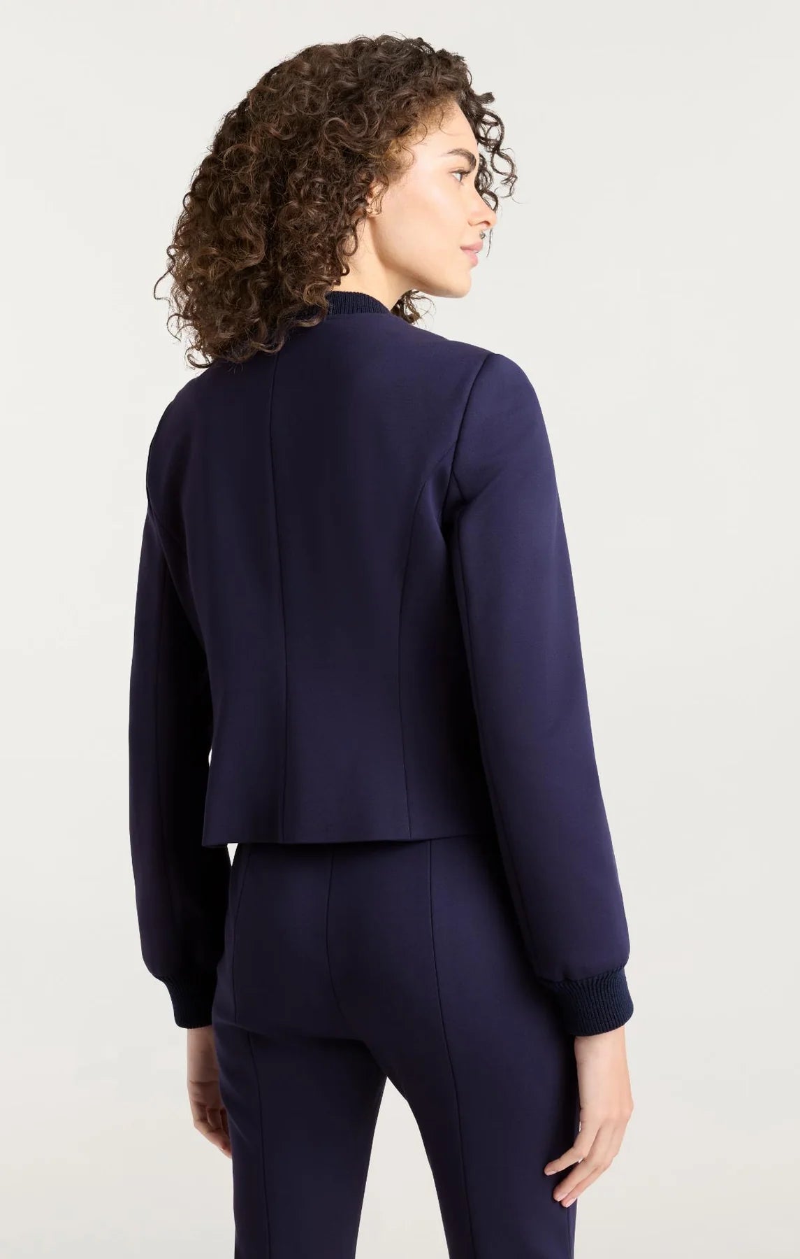 CQS-ZJ95611233Z NAVY PAULETTE KNITTED POCKET JACKET