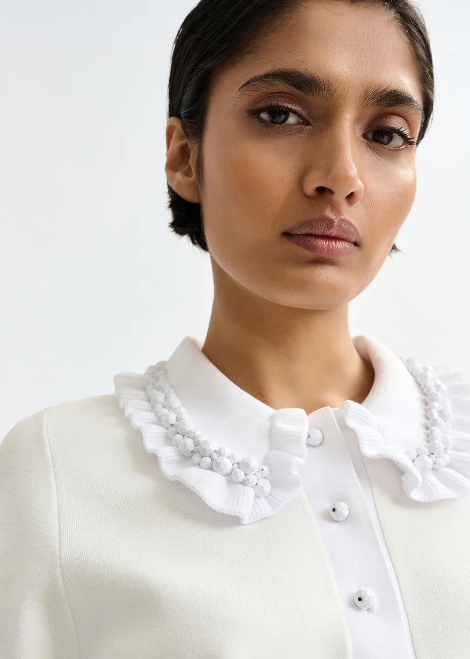 ESA-JEWELRY WHITE BEADED TOP