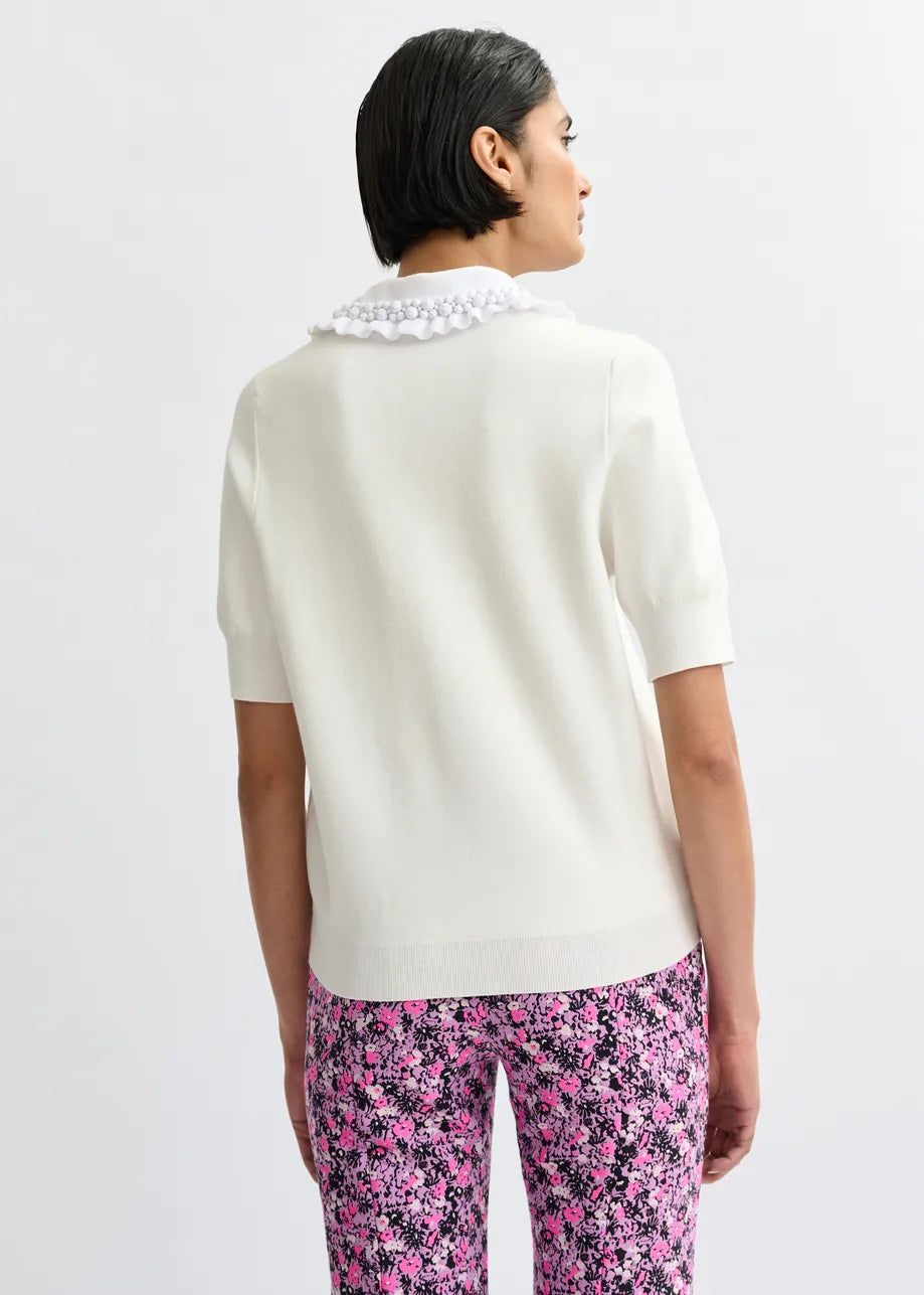 ESA-JEWELRY WHITE BEADED TOP