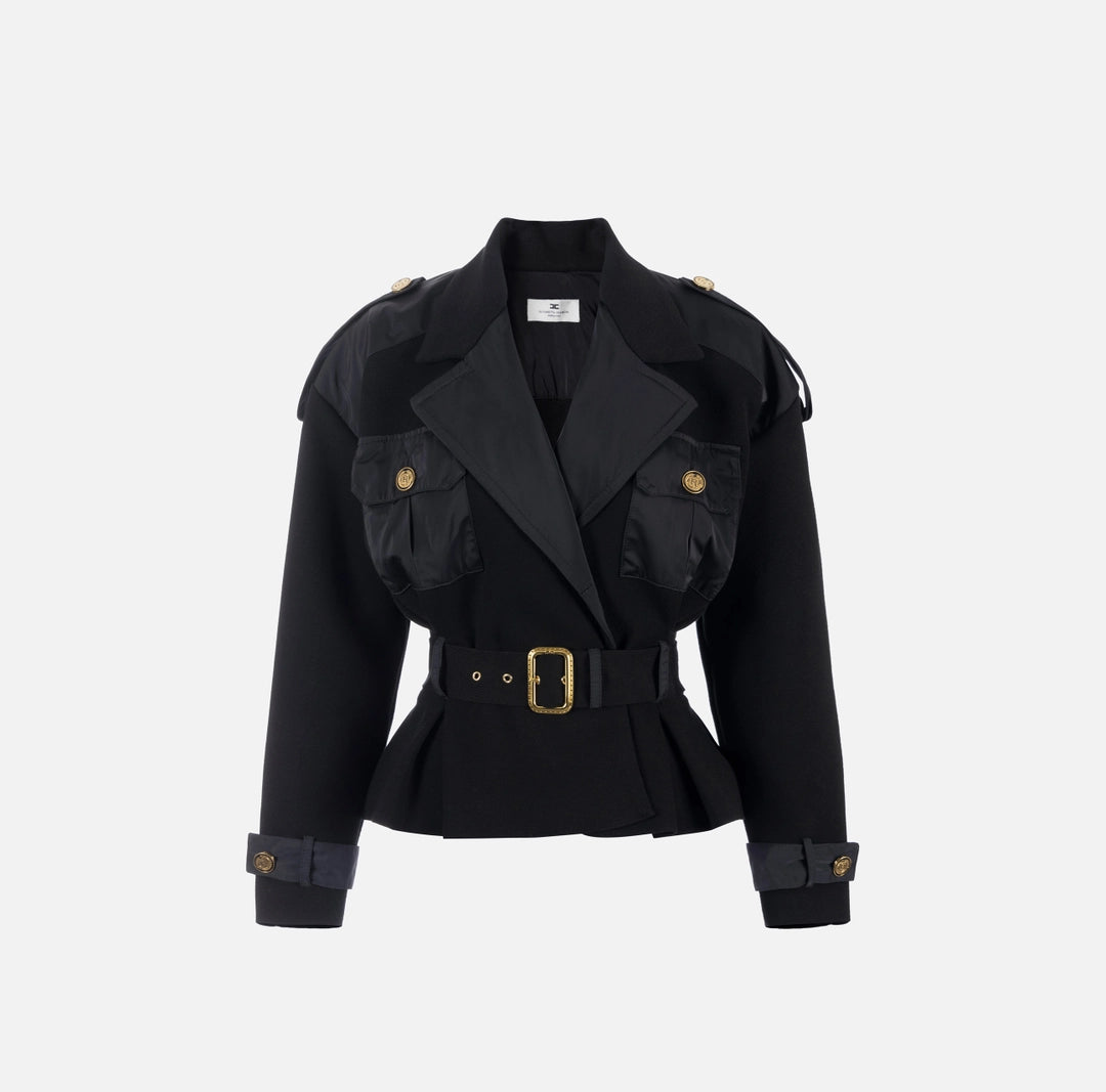 ELS-JK05M47 BLACK BELTED JACKET