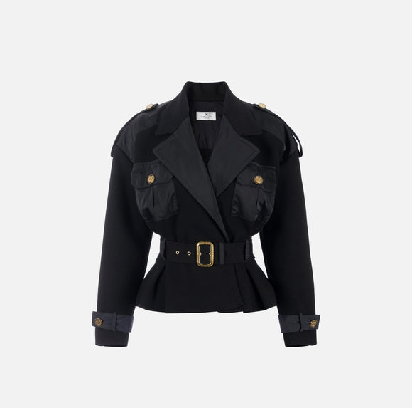ELS-JK05M47 BLACK BELTED JACKET