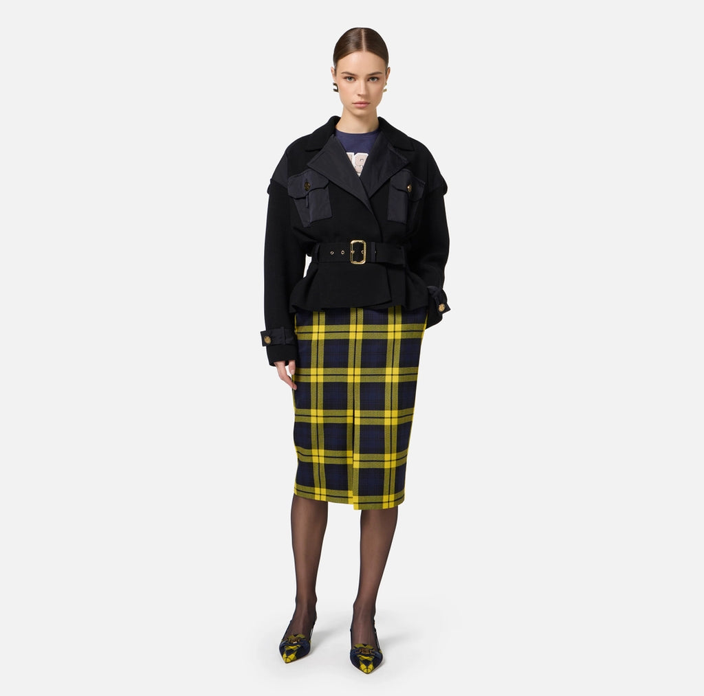 ELS-JK05M47 BLACK BELTED JACKET